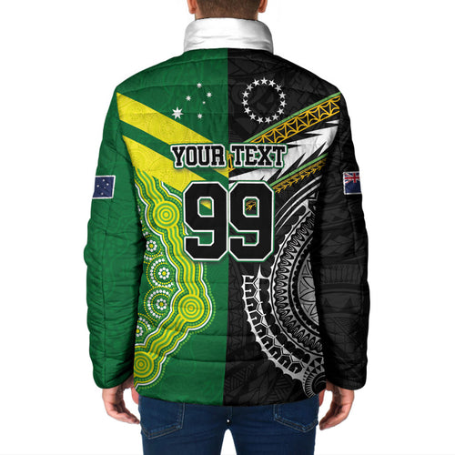 Custom Rugby Cook Islands and Australia Padded Jacket Tatau Tribal with Aboriginal Chevron Sport Style
