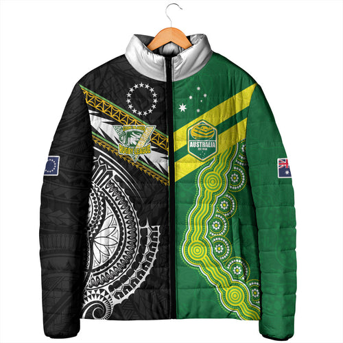 Custom Rugby Cook Islands and Australia Padded Jacket Tatau Tribal with Aboriginal Chevron Sport Style