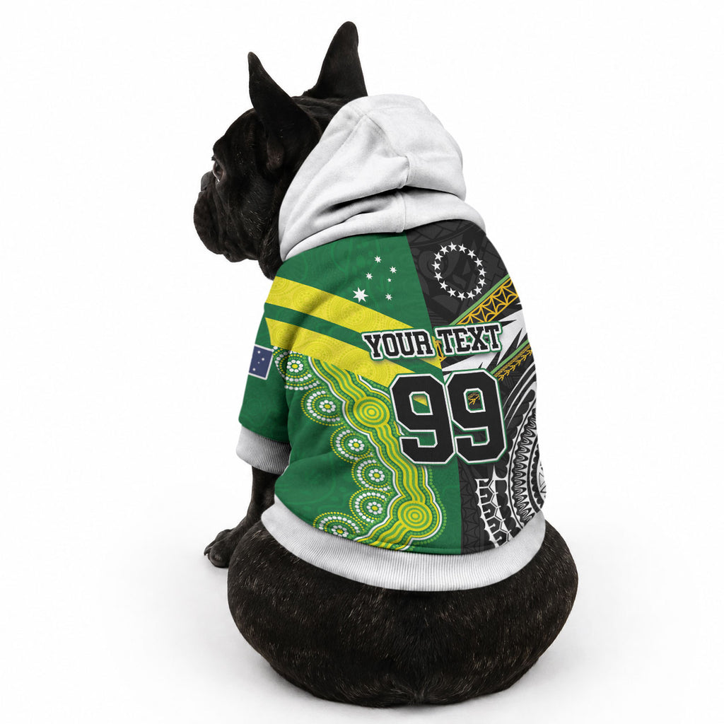 Custom Rugby Cook Islands and Australia Pet Hoodie Tatau Tribal with Aboriginal Chevron Sport Style