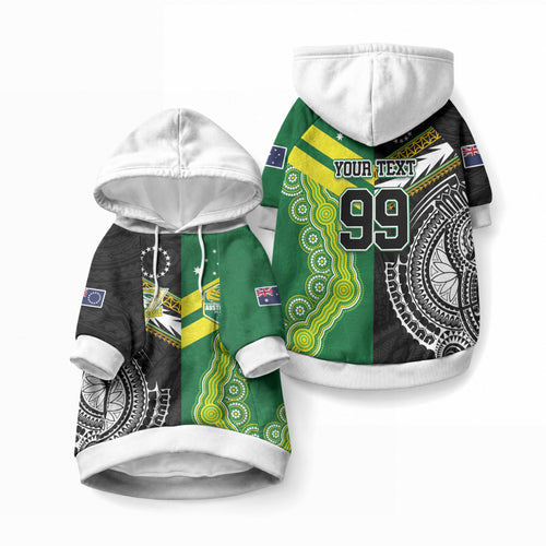 Custom Rugby Cook Islands and Australia Pet Hoodie Tatau Tribal with Aboriginal Chevron Sport Style