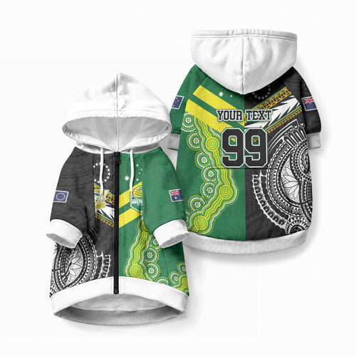 Custom Rugby Cook Islands and Australia Pet Hoodie Tatau Tribal with Aboriginal Chevron Sport Style