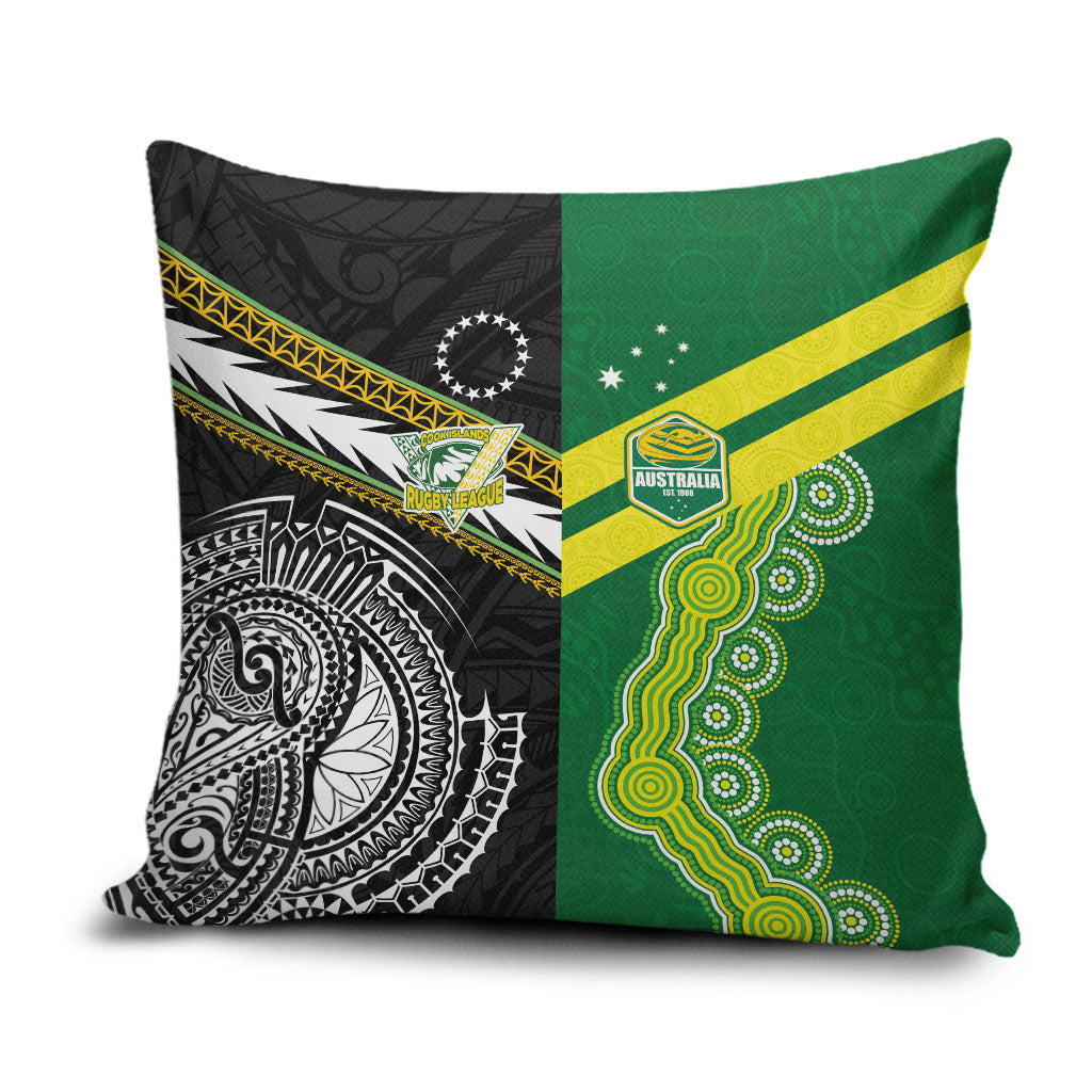 Rugby Cook Islands and Australia Pillow Cover Tatau Tribal with Aboriginal Chevron Sport Style