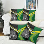Rugby Cook Islands and Australia Pillow Cover Tatau Tribal with Aboriginal Chevron Sport Style
