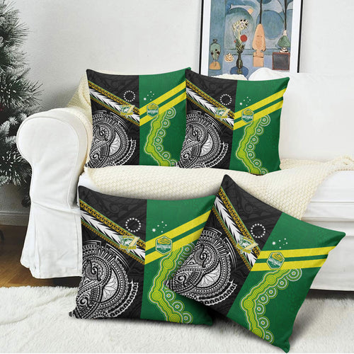 Rugby Cook Islands and Australia Pillow Cover Tatau Tribal with Aboriginal Chevron Sport Style