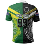 Custom Rugby Cook Islands and Australia Polo Shirt Tatau Tribal with Aboriginal Chevron Sport Style