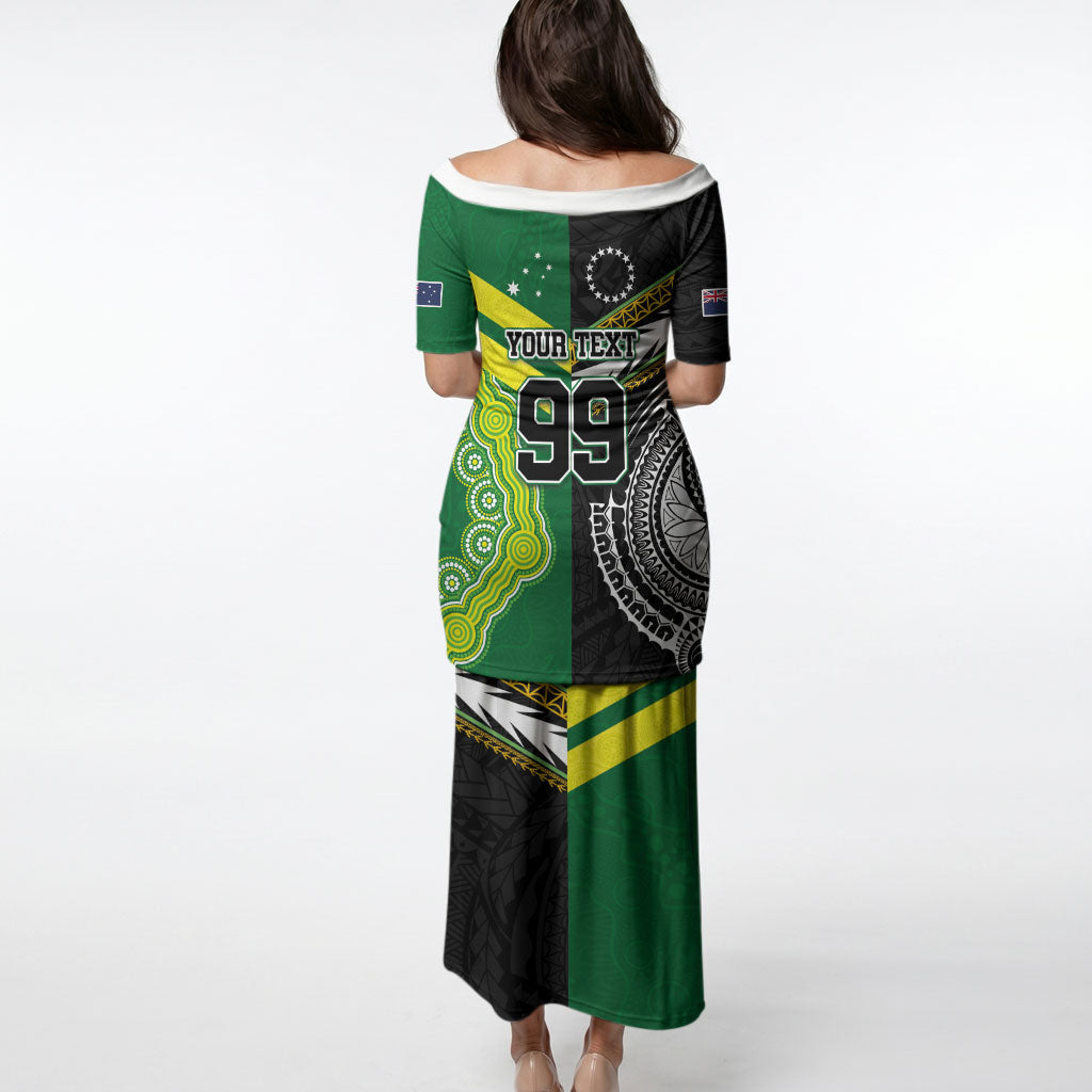 Custom Rugby Cook Islands and Australia Puletasi Tatau Tribal with Aboriginal Chevron Sport Style