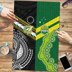 Rugby Cook Islands and Australia Puzzle Tatau Tribal with Aboriginal Chevron Sport Style
