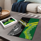 Rugby Cook Islands and Australia Puzzle Tatau Tribal with Aboriginal Chevron Sport Style