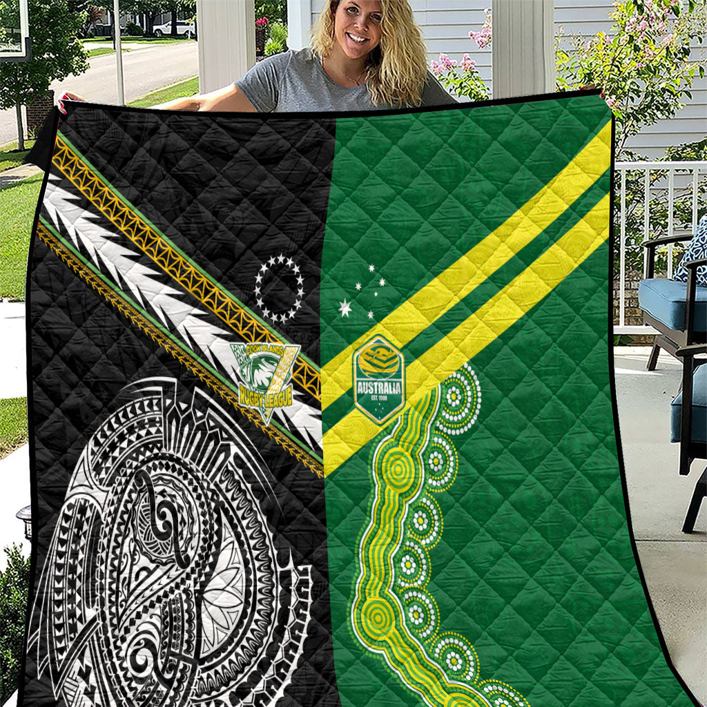 Rugby Cook Islands and Australia Quilt Tatau Tribal with Aboriginal Chevron Sport Style