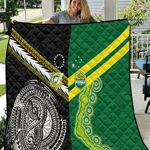 Rugby Cook Islands and Australia Quilt Tatau Tribal with Aboriginal Chevron Sport Style