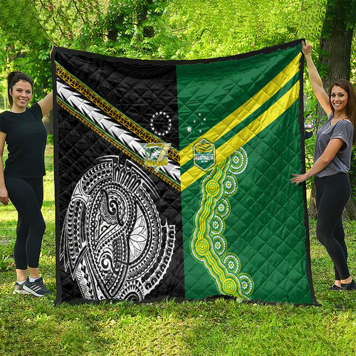 Rugby Cook Islands and Australia Quilt Tatau Tribal with Aboriginal Chevron Sport Style
