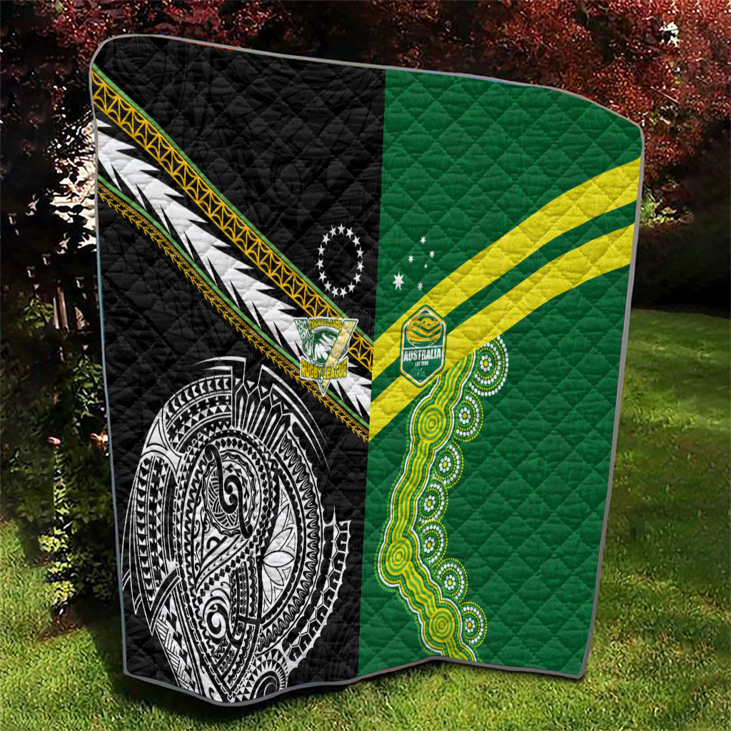 Rugby Cook Islands and Australia Quilt Tatau Tribal with Aboriginal Chevron Sport Style