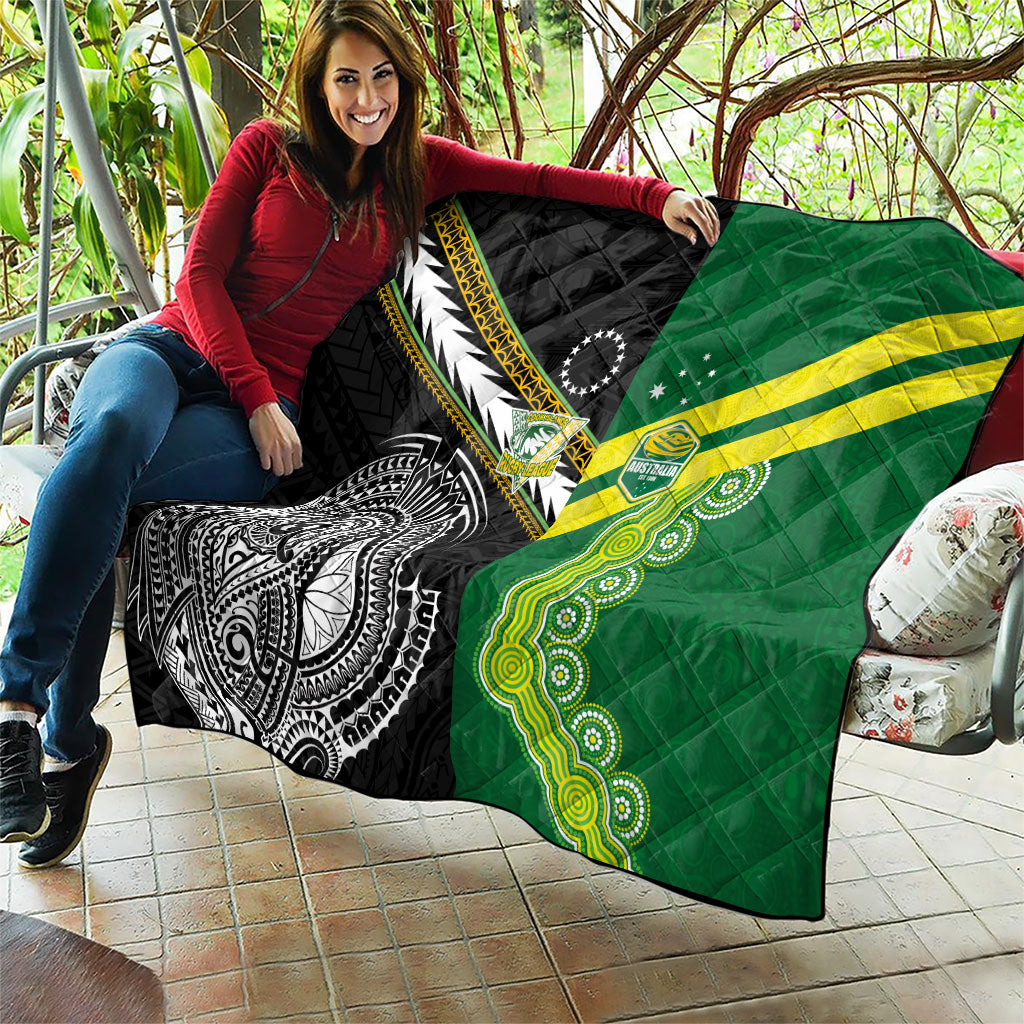 Rugby Cook Islands and Australia Quilt Tatau Tribal with Aboriginal Chevron Sport Style