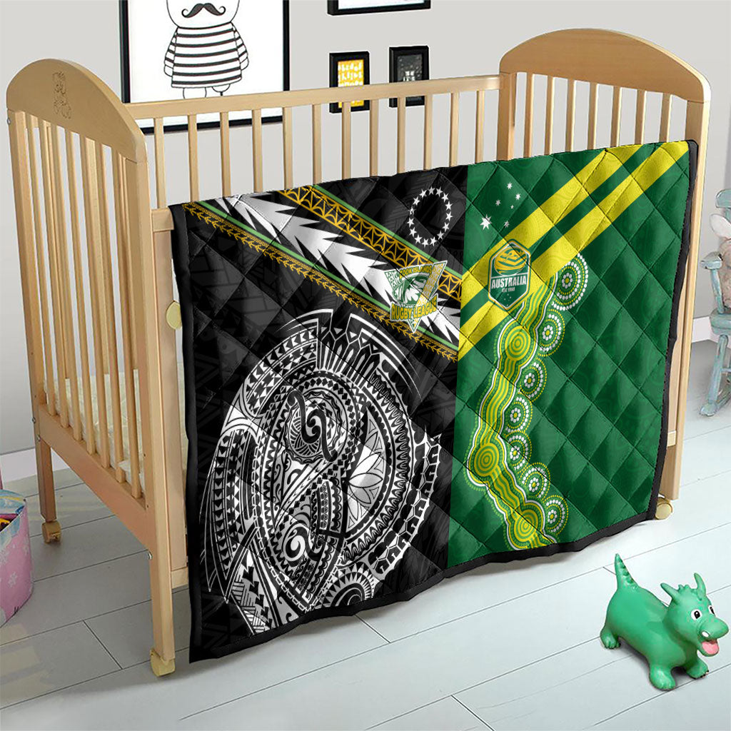 Rugby Cook Islands and Australia Quilt Tatau Tribal with Aboriginal Chevron Sport Style