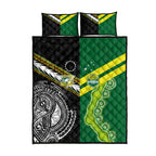 Rugby Cook Islands and Australia Quilt Bed Set Tatau Tribal with Aboriginal Chevron Sport Style