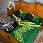 Rugby Cook Islands and Australia Quilt Bed Set Tatau Tribal with Aboriginal Chevron Sport Style