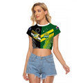 Custom Rugby Cook Islands and Australia Raglan Cropped T Shirt Tatau Tribal with Aboriginal Chevron Sport Style