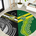 Rugby Cook Islands and Australia Round Carpet Tatau Tribal with Aboriginal Chevron Sport Style