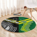 Rugby Cook Islands and Australia Round Carpet Tatau Tribal with Aboriginal Chevron Sport Style