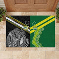 Rugby Cook Islands and Australia Rubber Doormat Tatau Tribal with Aboriginal Chevron Sport Style