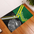 Rugby Cook Islands and Australia Rubber Doormat Tatau Tribal with Aboriginal Chevron Sport Style