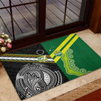 Rugby Cook Islands and Australia Rubber Doormat Tatau Tribal with Aboriginal Chevron Sport Style