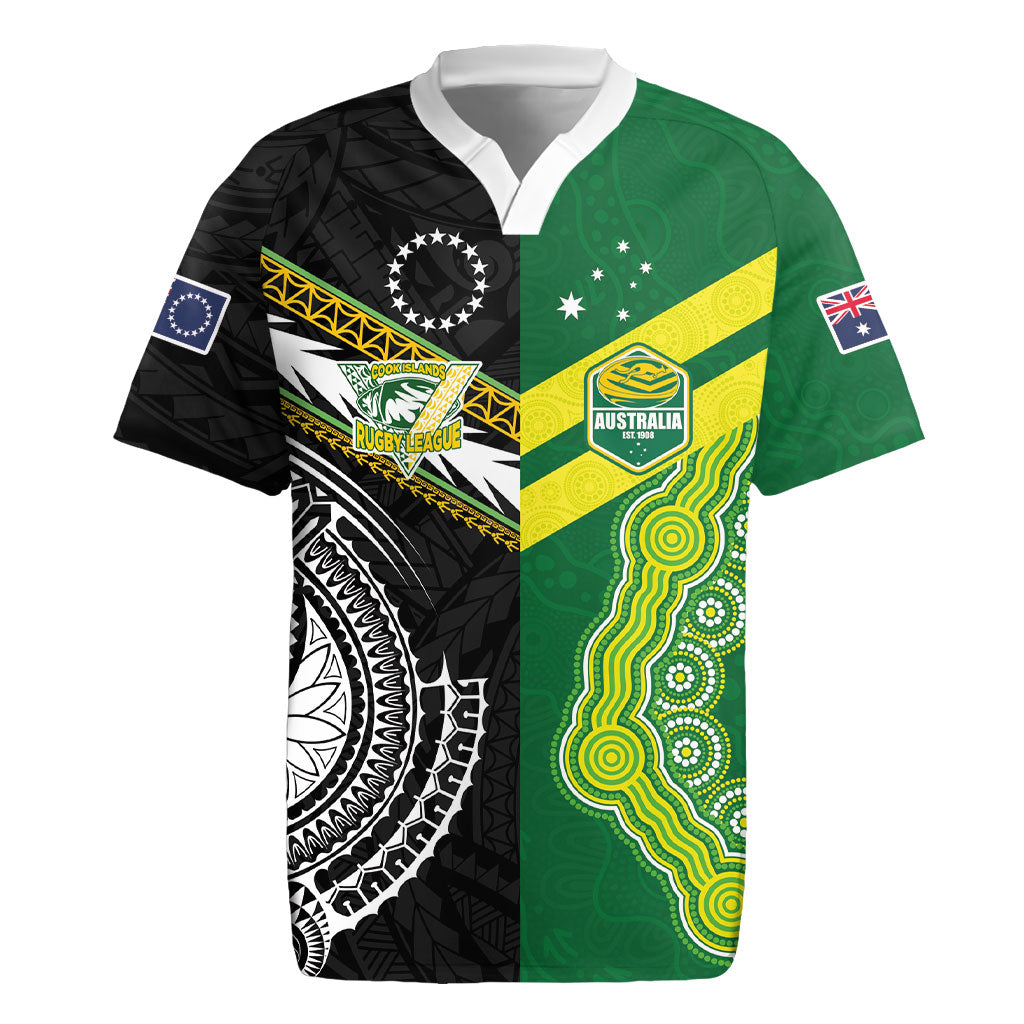 Custom Rugby Cook Islands and Australia Rugby Jersey Tatau Tribal with Aboriginal Chevron Sport Style
