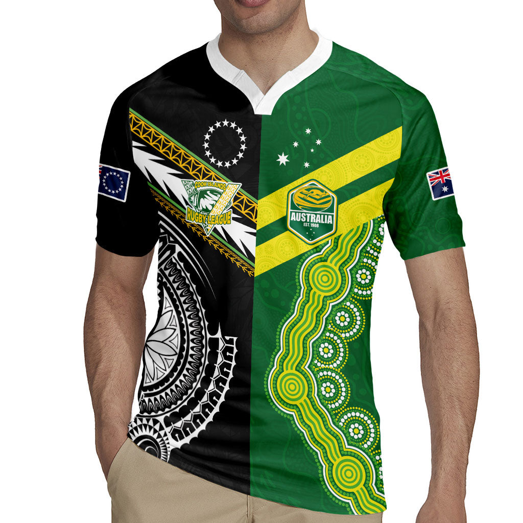 Custom Rugby Cook Islands and Australia Rugby Jersey Tatau Tribal with Aboriginal Chevron Sport Style