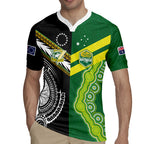 Custom Rugby Cook Islands and Australia Rugby Jersey Tatau Tribal with Aboriginal Chevron Sport Style