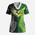 Custom Rugby Cook Islands and Australia Scrub Top Tatau Tribal with Aboriginal Chevron Sport Style