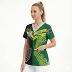Custom Rugby Cook Islands and Australia Scrub Top Tatau Tribal with Aboriginal Chevron Sport Style