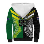 Custom Rugby Cook Islands and Australia Sherpa Hoodie Tatau Tribal with Aboriginal Chevron Sport Style