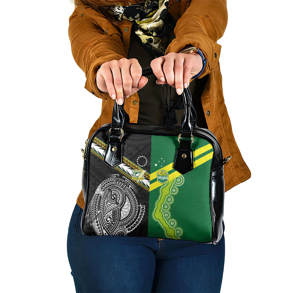 Rugby Cook Islands and Australia Shoulder Handbag Tatau Tribal with Aboriginal Chevron Sport Style