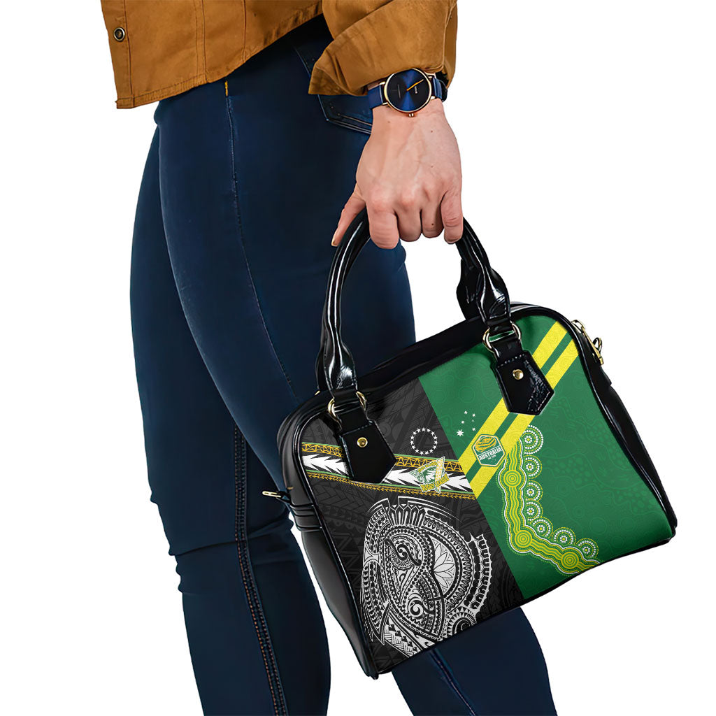 Rugby Cook Islands and Australia Shoulder Handbag Tatau Tribal with Aboriginal Chevron Sport Style