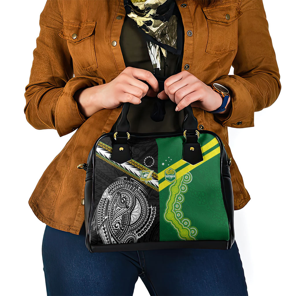 Rugby Cook Islands and Australia Shoulder Handbag Tatau Tribal with Aboriginal Chevron Sport Style