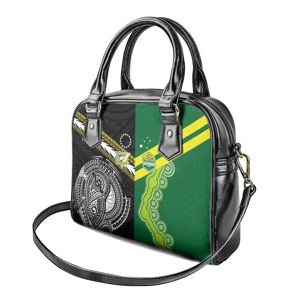 Rugby Cook Islands and Australia Shoulder Handbag Tatau Tribal with Aboriginal Chevron Sport Style