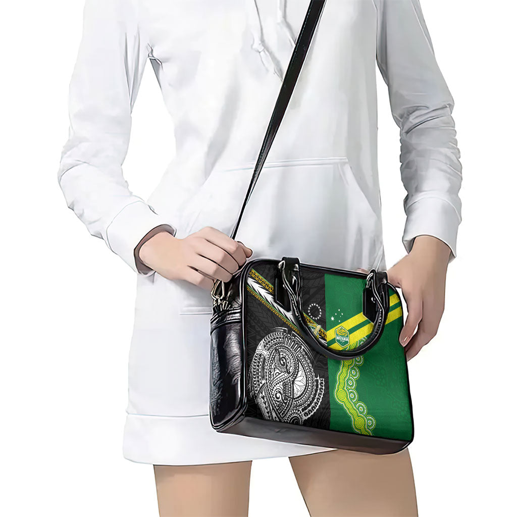 Rugby Cook Islands and Australia Shoulder Handbag Tatau Tribal with Aboriginal Chevron Sport Style