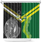 Rugby Cook Islands and Australia Shower Curtain Tatau Tribal with Aboriginal Chevron Sport Style