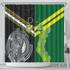 Rugby Cook Islands and Australia Shower Curtain Tatau Tribal with Aboriginal Chevron Sport Style