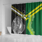 Rugby Cook Islands and Australia Shower Curtain Tatau Tribal with Aboriginal Chevron Sport Style