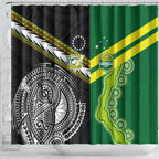 Rugby Cook Islands and Australia Shower Curtain Tatau Tribal with Aboriginal Chevron Sport Style