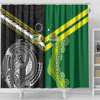 Rugby Cook Islands and Australia Shower Curtain Tatau Tribal with Aboriginal Chevron Sport Style
