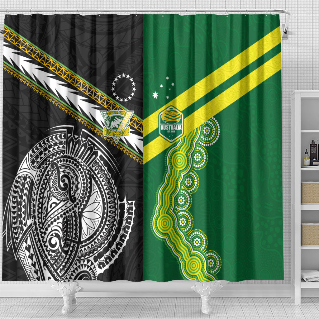 Rugby Cook Islands and Australia Shower Curtain Tatau Tribal with Aboriginal Chevron Sport Style