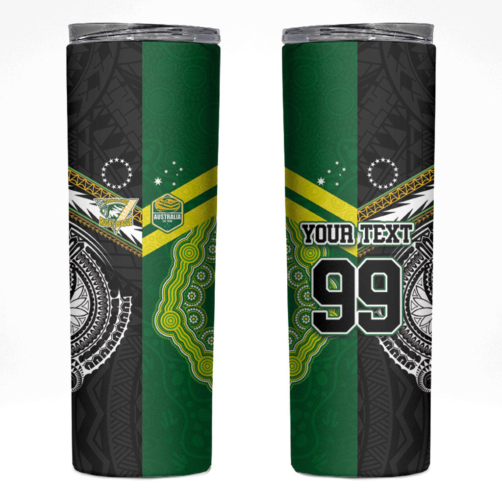 Custom Rugby Cook Islands and Australia Skinny Tumbler Tatau Tribal with Aboriginal Chevron Sport Style