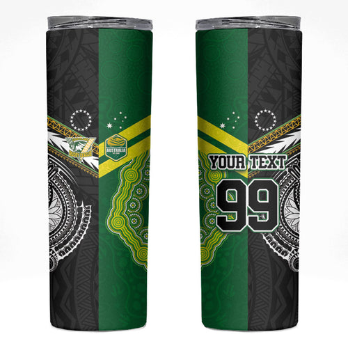 Custom Rugby Cook Islands and Australia Skinny Tumbler Tatau Tribal with Aboriginal Chevron Sport Style