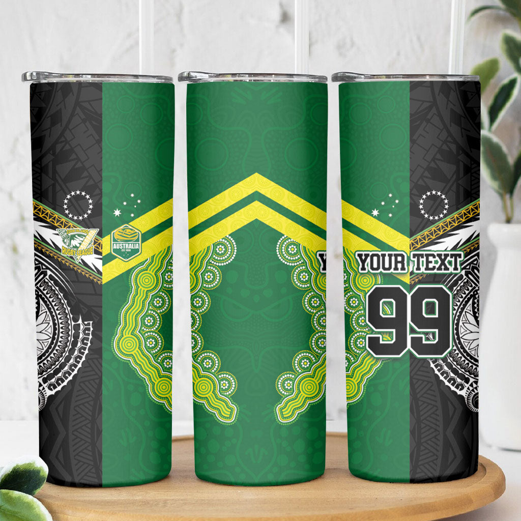 Custom Rugby Cook Islands and Australia Skinny Tumbler Tatau Tribal with Aboriginal Chevron Sport Style