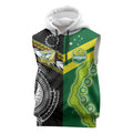 Custom Rugby Cook Islands and Australia Sleeveless Hoodie Tatau Tribal with Aboriginal Chevron Sport Style