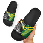 Rugby Cook Islands and Australia Slide Sandals Tatau Tribal with Aboriginal Chevron Sport Style
