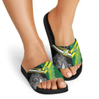 Rugby Cook Islands and Australia Slide Sandals Tatau Tribal with Aboriginal Chevron Sport Style