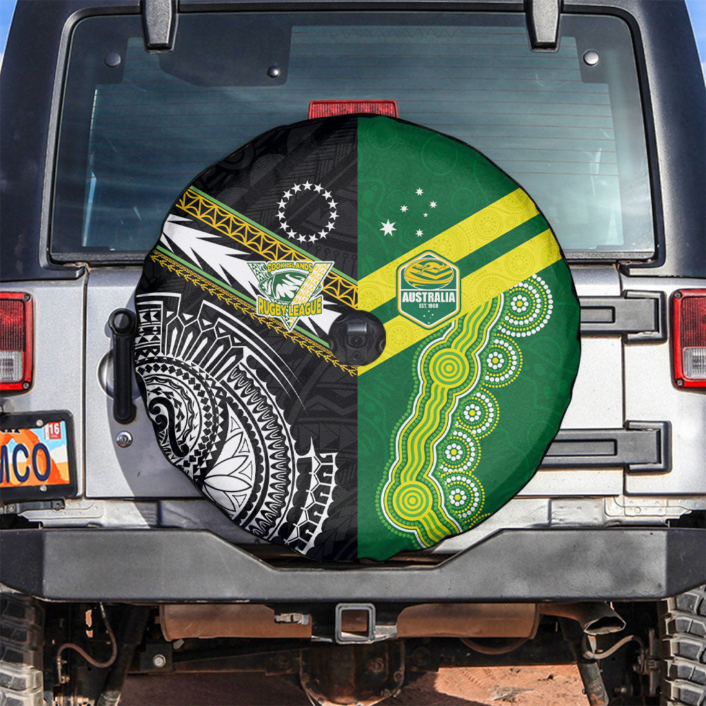 Rugby Cook Islands and Australia Spare Tire Cover Tatau Tribal with Aboriginal Chevron Sport Style